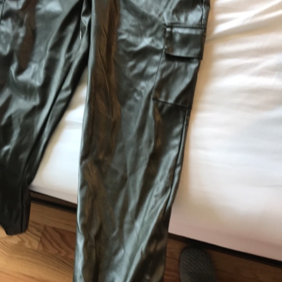 army green leather cargos - Picture 2 of 3